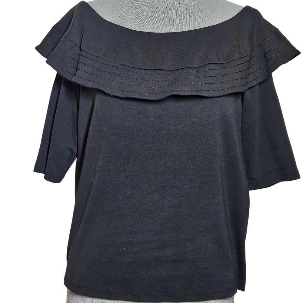 Ann Taylor Black Cotton Blend Top Size Large